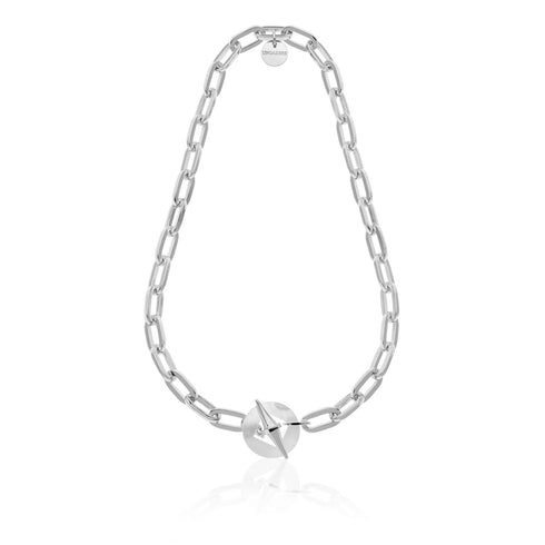 COLLANA CATENA ARGENTATA E MADREPERLA ROSA JOYA 2432